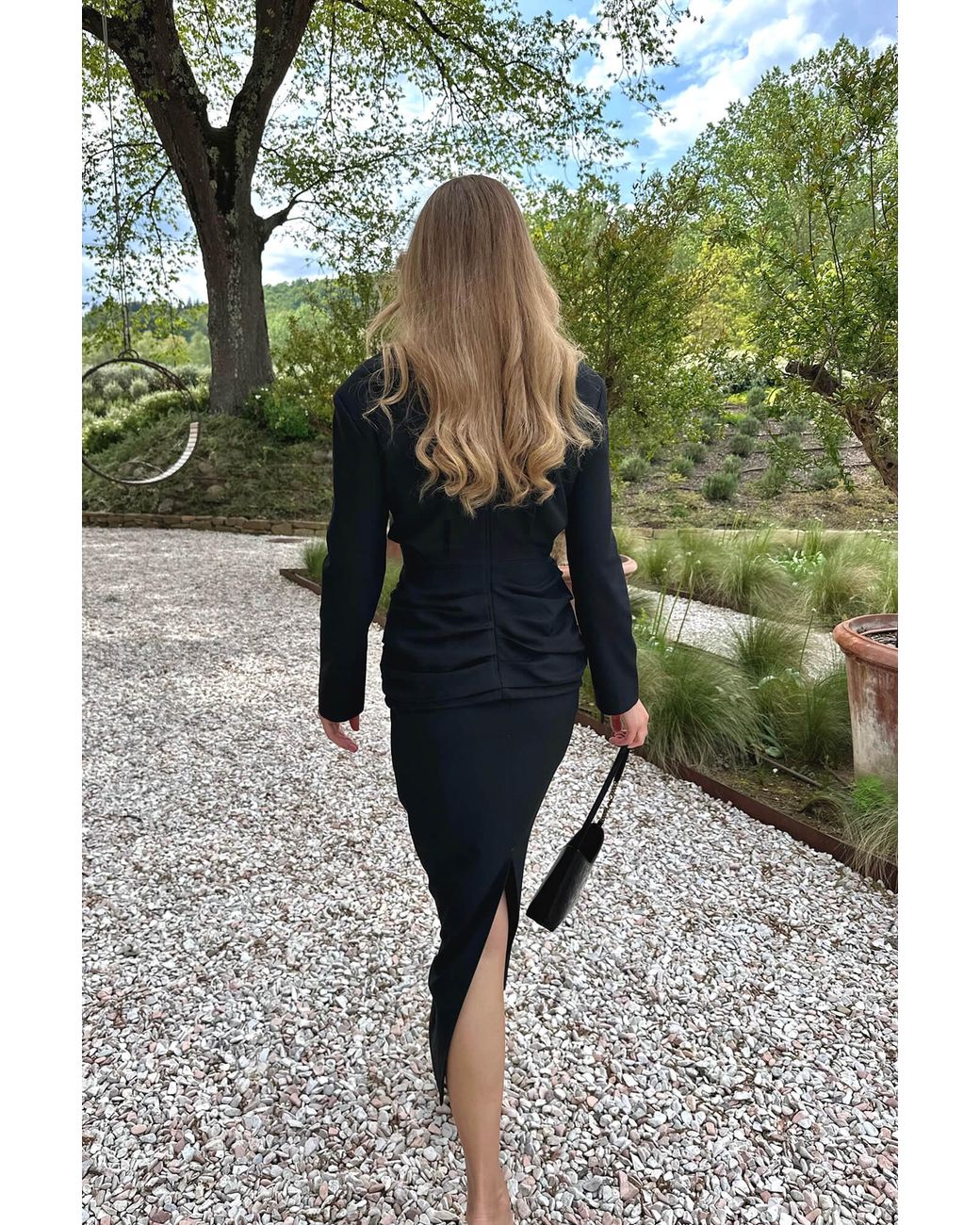 POST MERIDIEM Black Straight Maxi Skirt