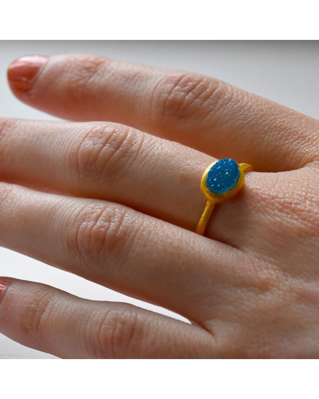 GEM BAZAAR Blue Balls Of Fire Stacking Ring