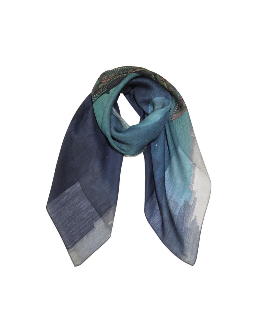 Ana Maison Blue Eqesix Seoul Silk Wool Scarf