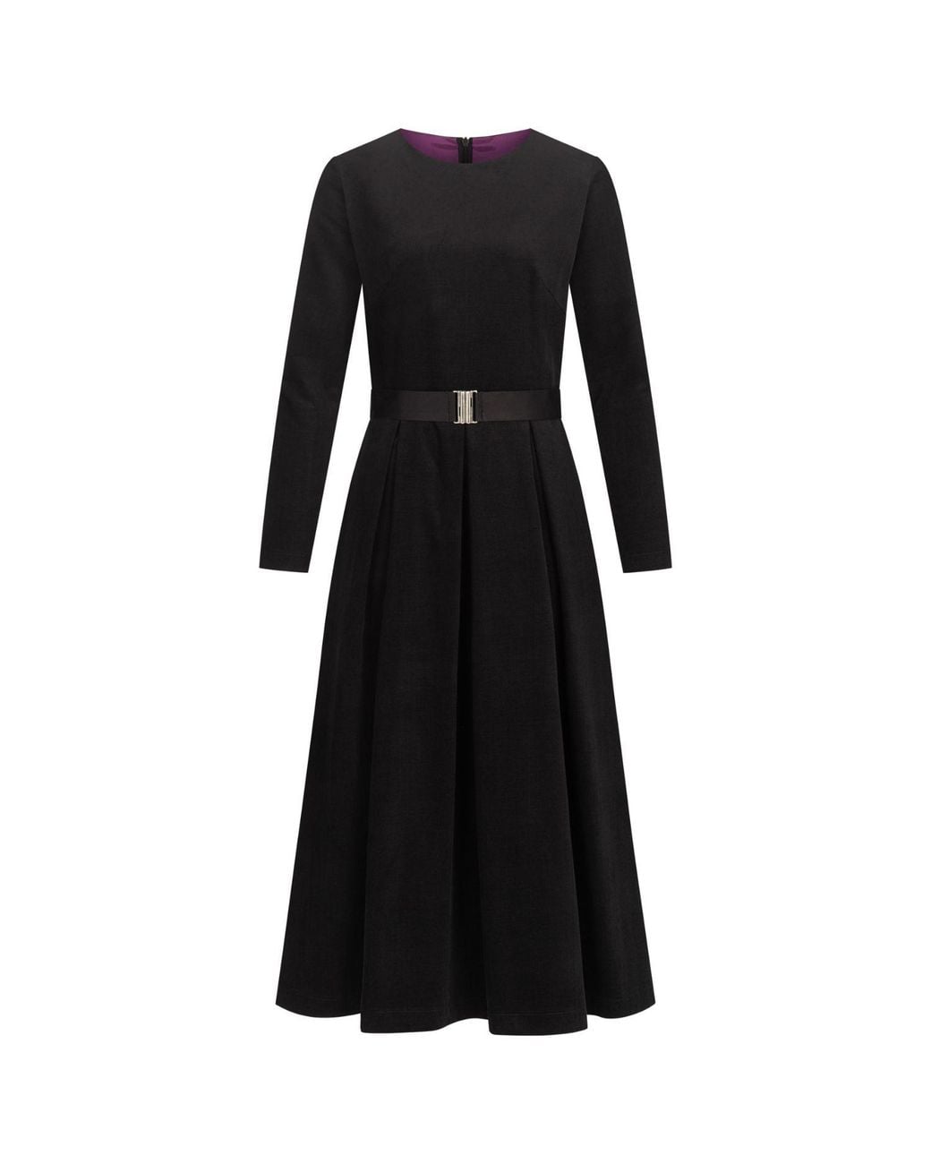 Marianna Déri Black Corduroy Belted Dress