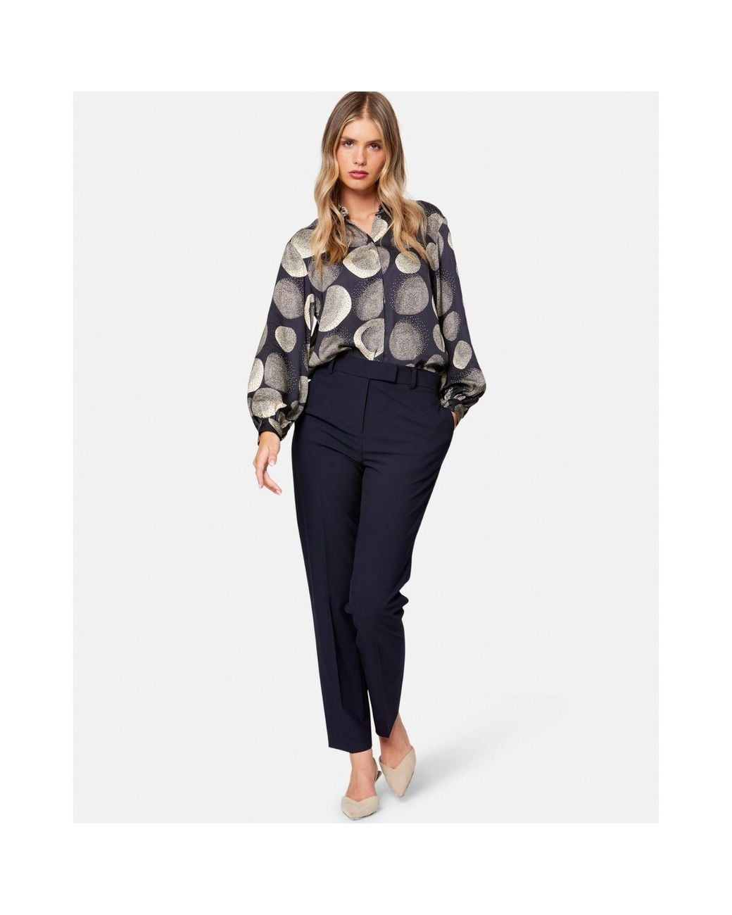 Helen Mcalinden Gray Viola & Ivory Print Blouse