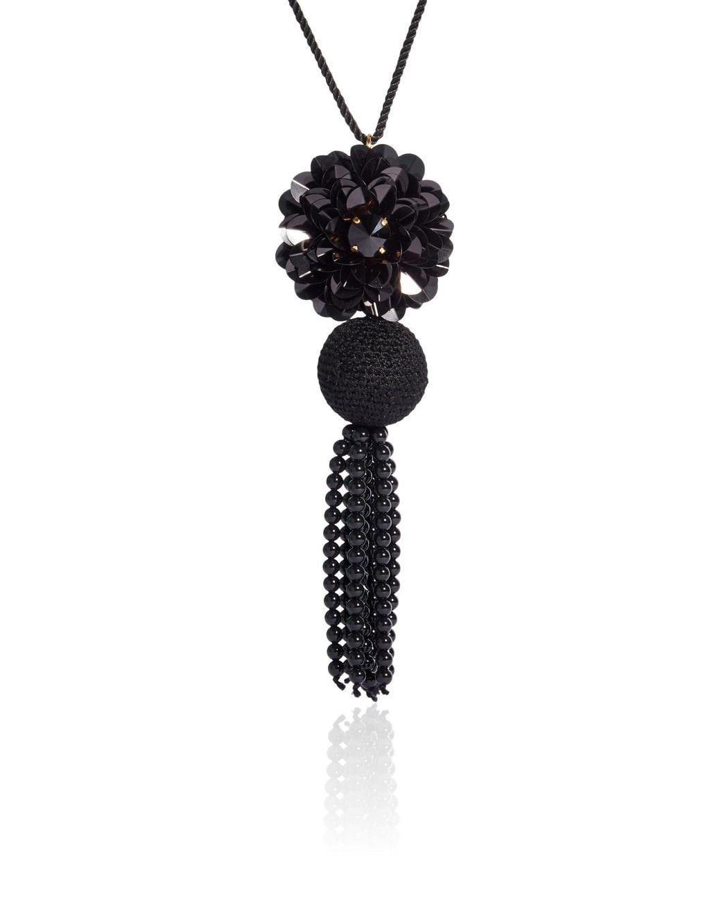 PINAR OZEVLAT White Dahlia Tassel Lariat