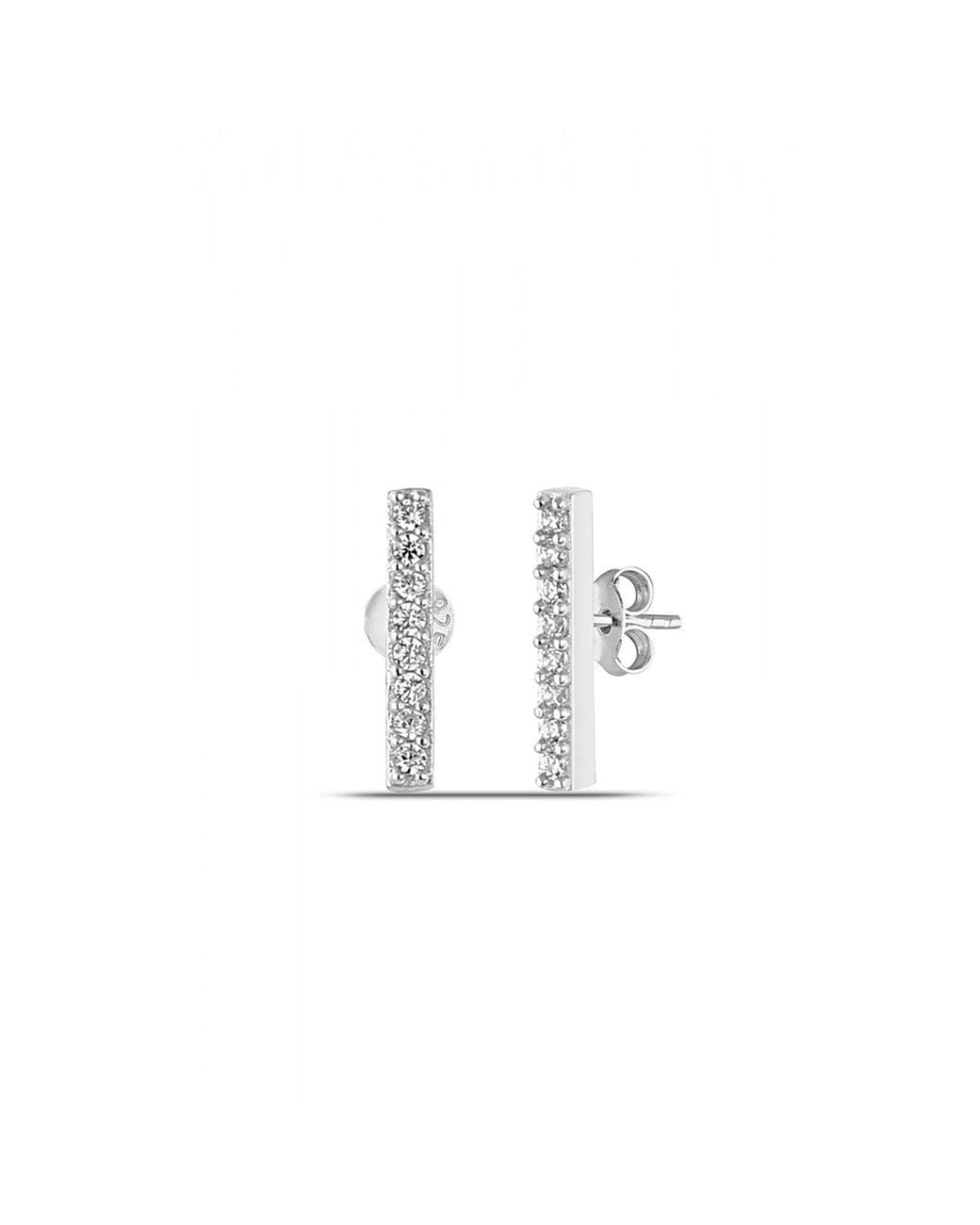 Spero London White Bar Stud Zirconia Earring Sterling