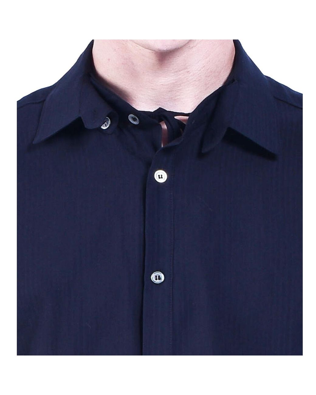 Smart and Joy Blue Long-Sleeved Shirt With Double And Removable Collar for men