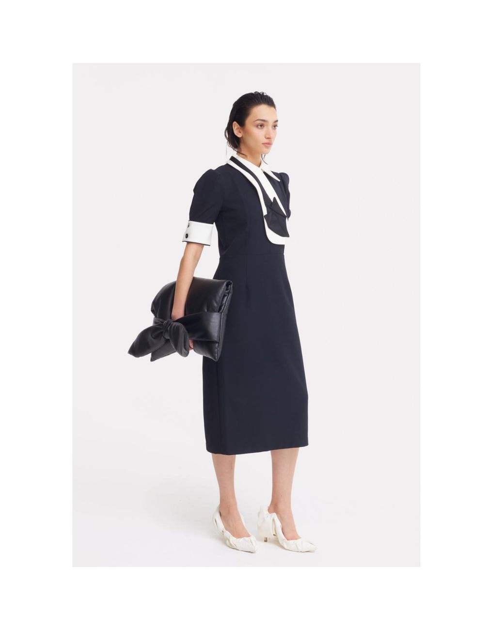 Julia Allert Black Formal Fitted Dress With Collar