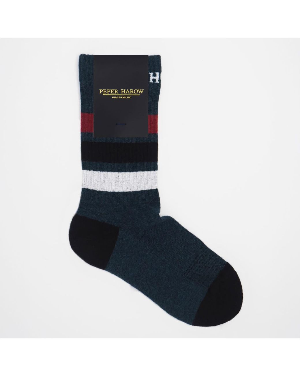 Peper Harow - Made in England Blue Striped Organic Sport Socks