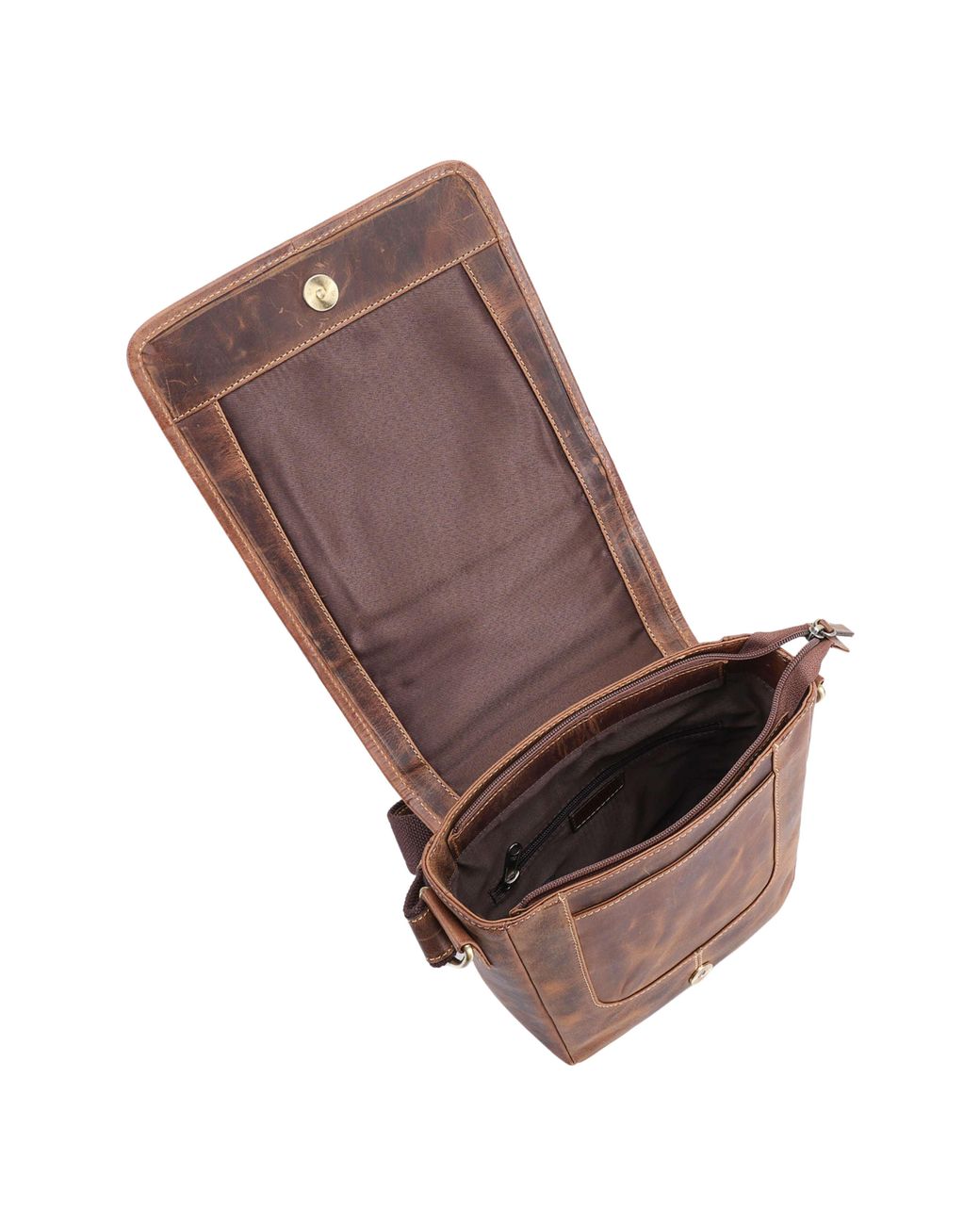 Lloyd Baker Brown Arrah Distressed Leather Crossbody Bag for men