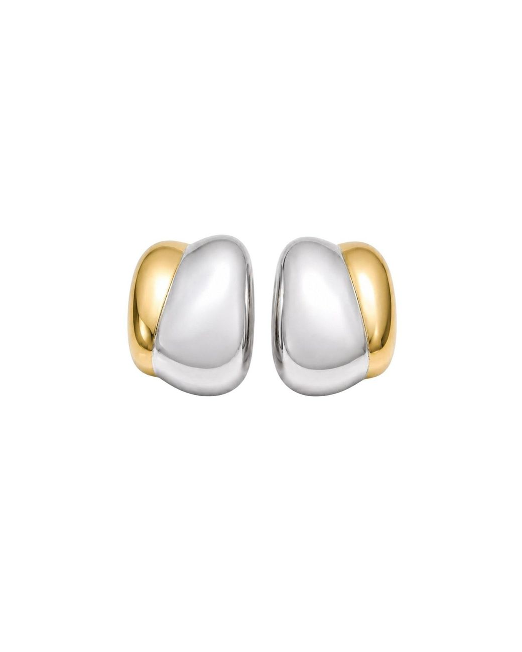 Uchi and Soto White Nami Mixed Metals Oversized Stud Earrings