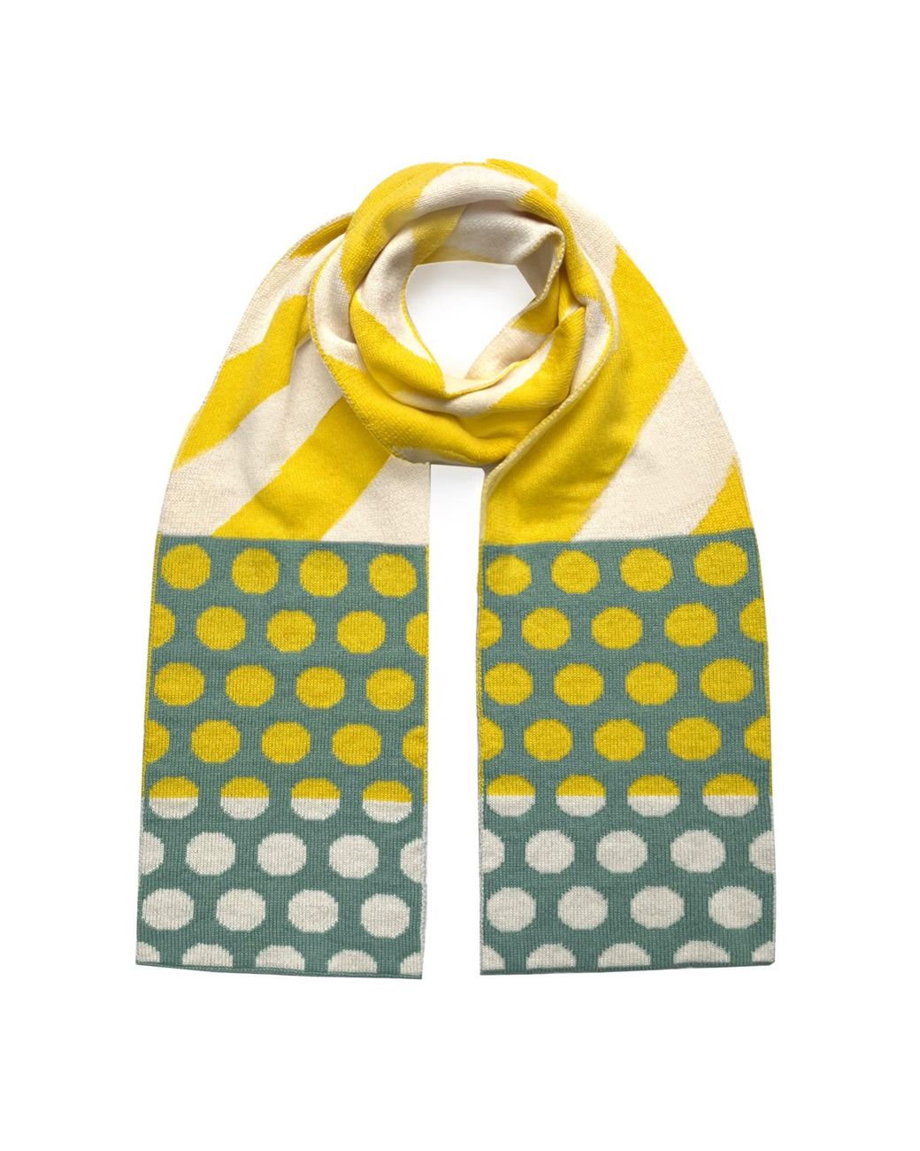 INGMARSON Yellow Stripes & Circles Wool & Cashmere Scarf for men