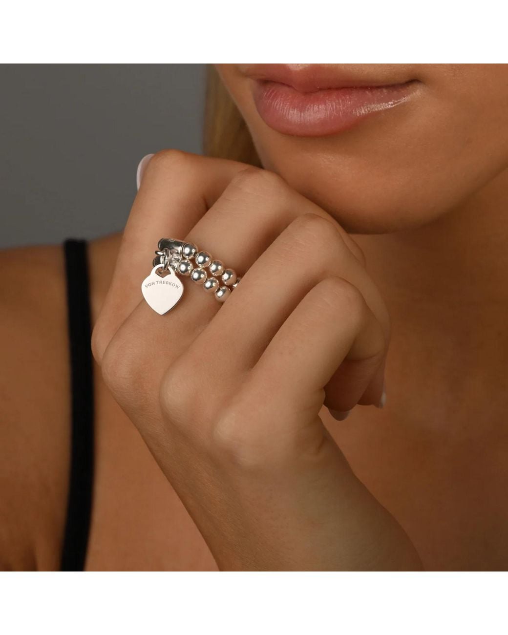 Von Treskow Metallic 2-Strand Stretchy Ring With Mini Coin