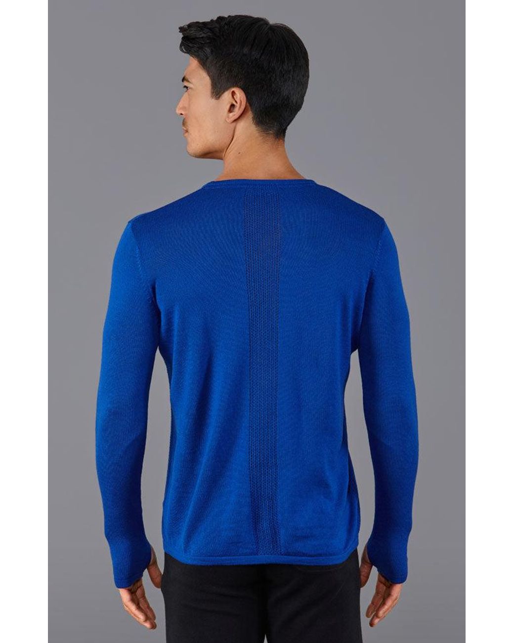 Paul James Knitwear Blue Heavyweight Merino Activewear Training Kratos Top for men