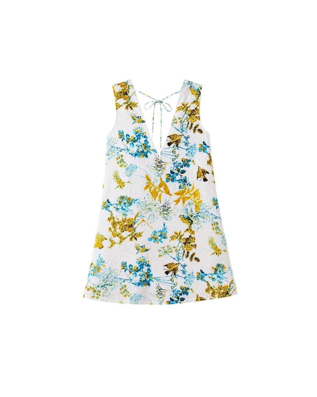 Pick Happy Blue V-Neck Petite Dress Bird Flight Cotton Mini Dress