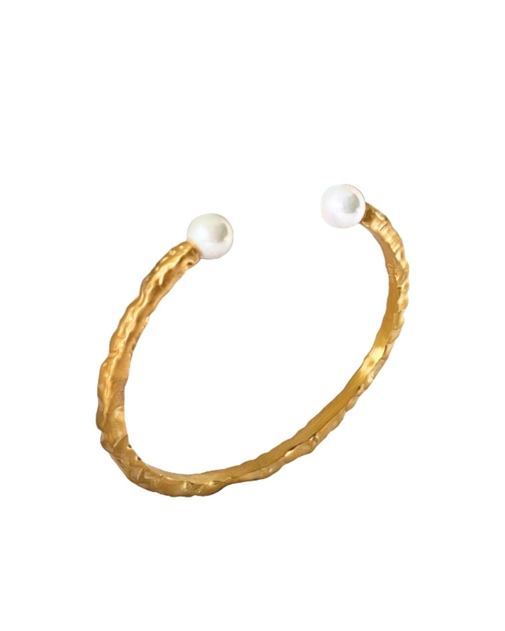 LINYA JEWELLERY Metallic Brey Amorphous Matte Pearl Cuff