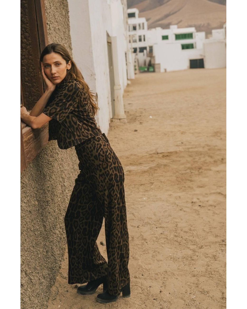 Traffic People Gray Bet Lynch Lives Leopard Print Edith Wide Leg Trousers