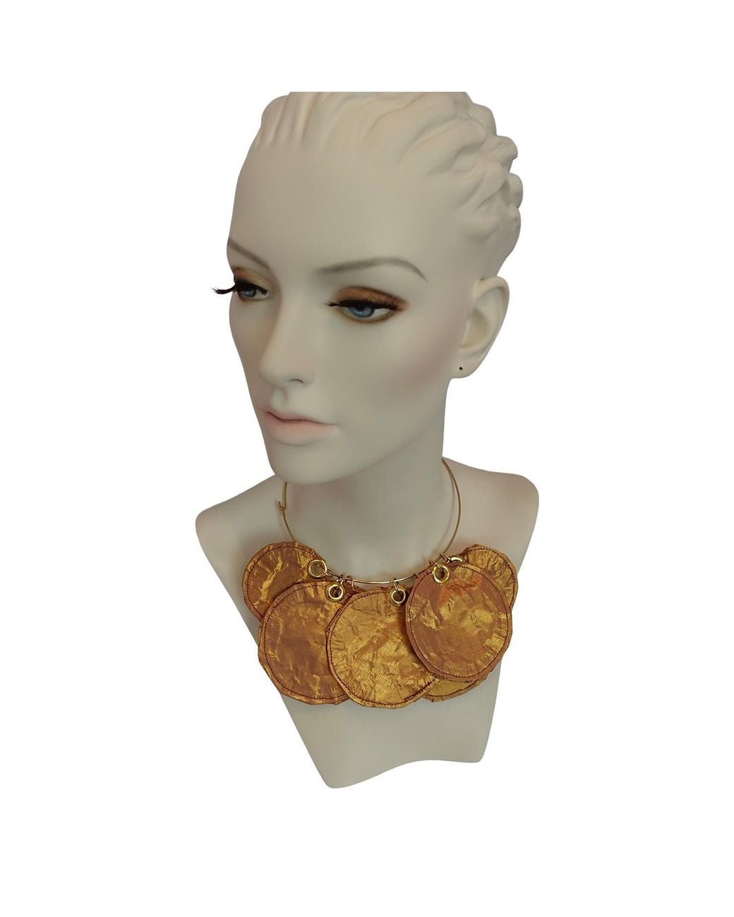 Romer Millinery Brown Metallic Silk Disc "Coin" Choker Copper