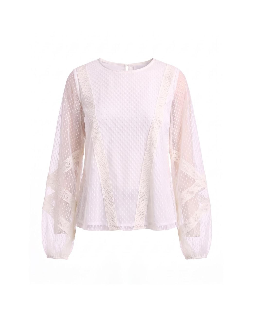 concept A trois Pink Ivory Tulle And Lace Blouse