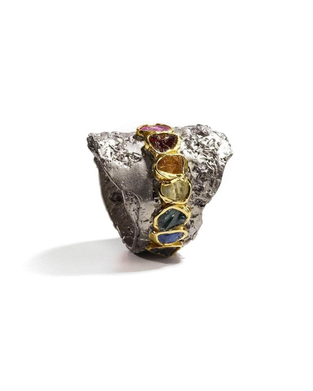 German Kabirski White Septem Sapphire & Chrysoberyl Ring