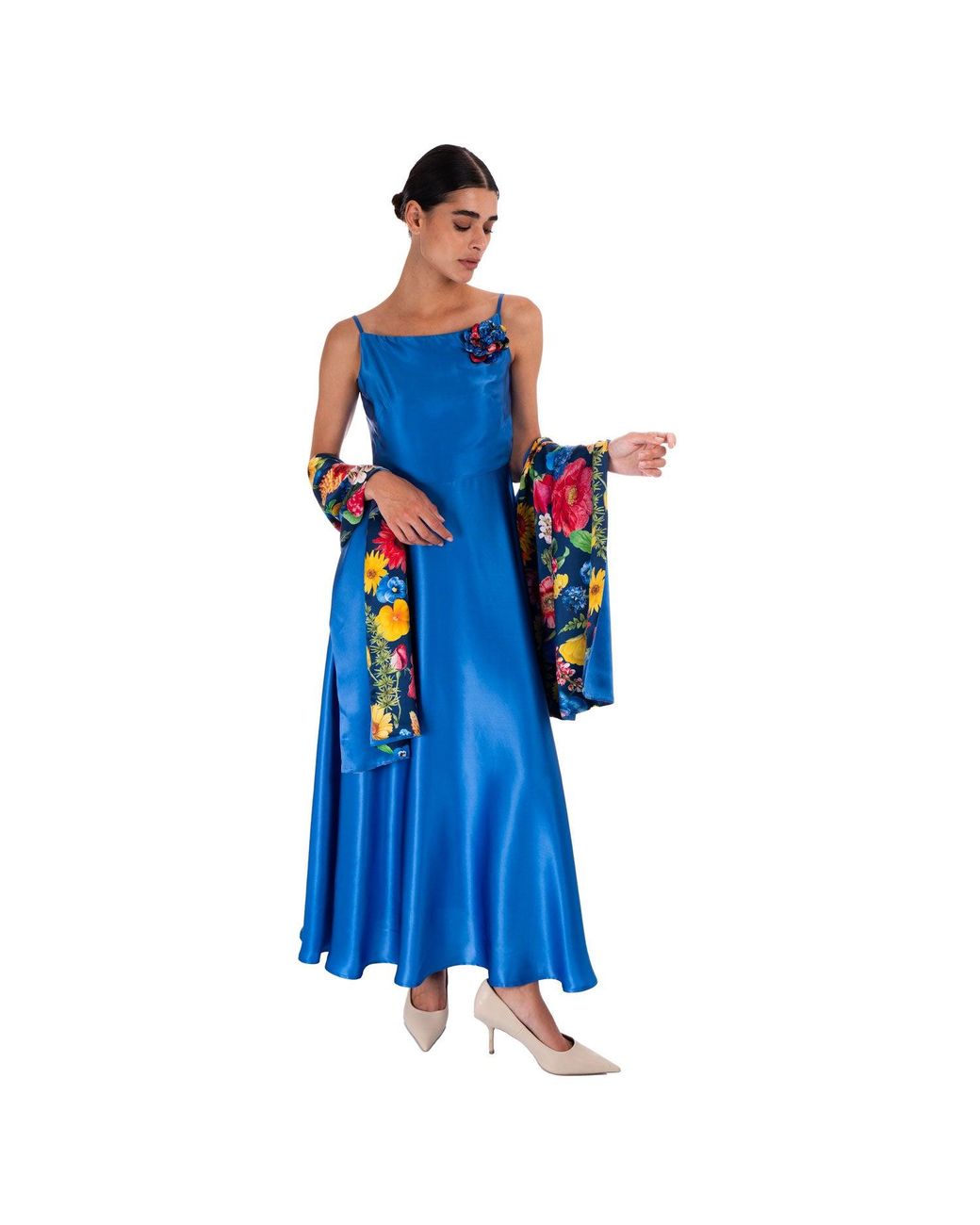 Sofia Tsereteli Blue The Rarefied Silk Gown With Scarf