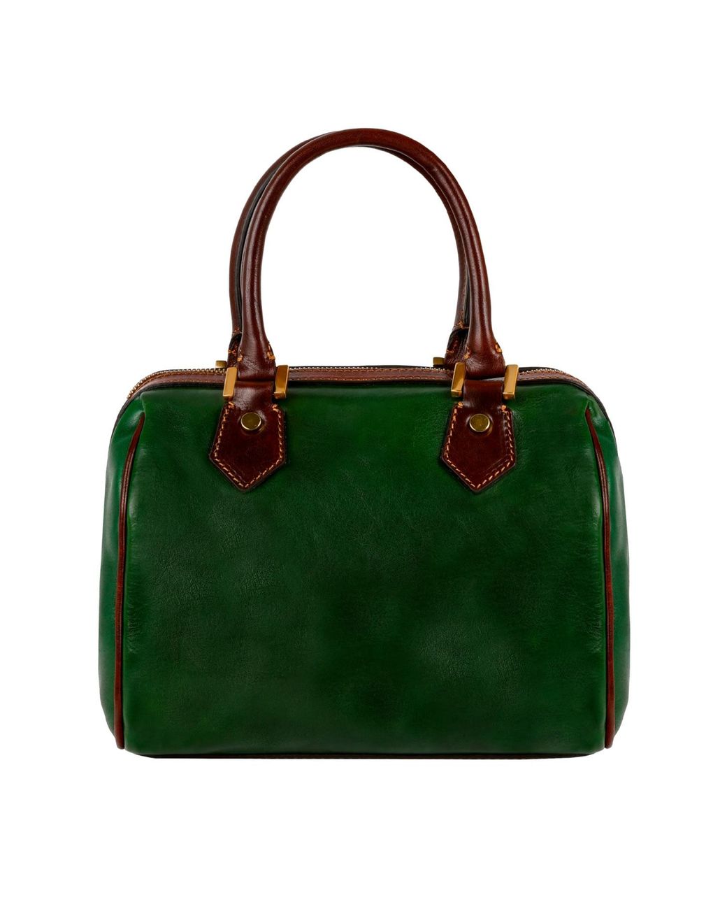 Time Resistance Green Leather Barrel Bag