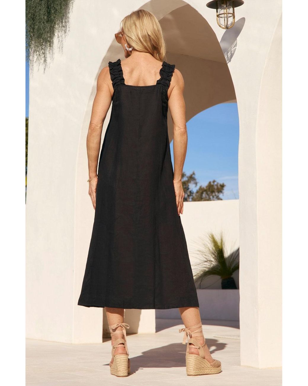 Adrift Clothing Black Claire Maxi Linen Dress