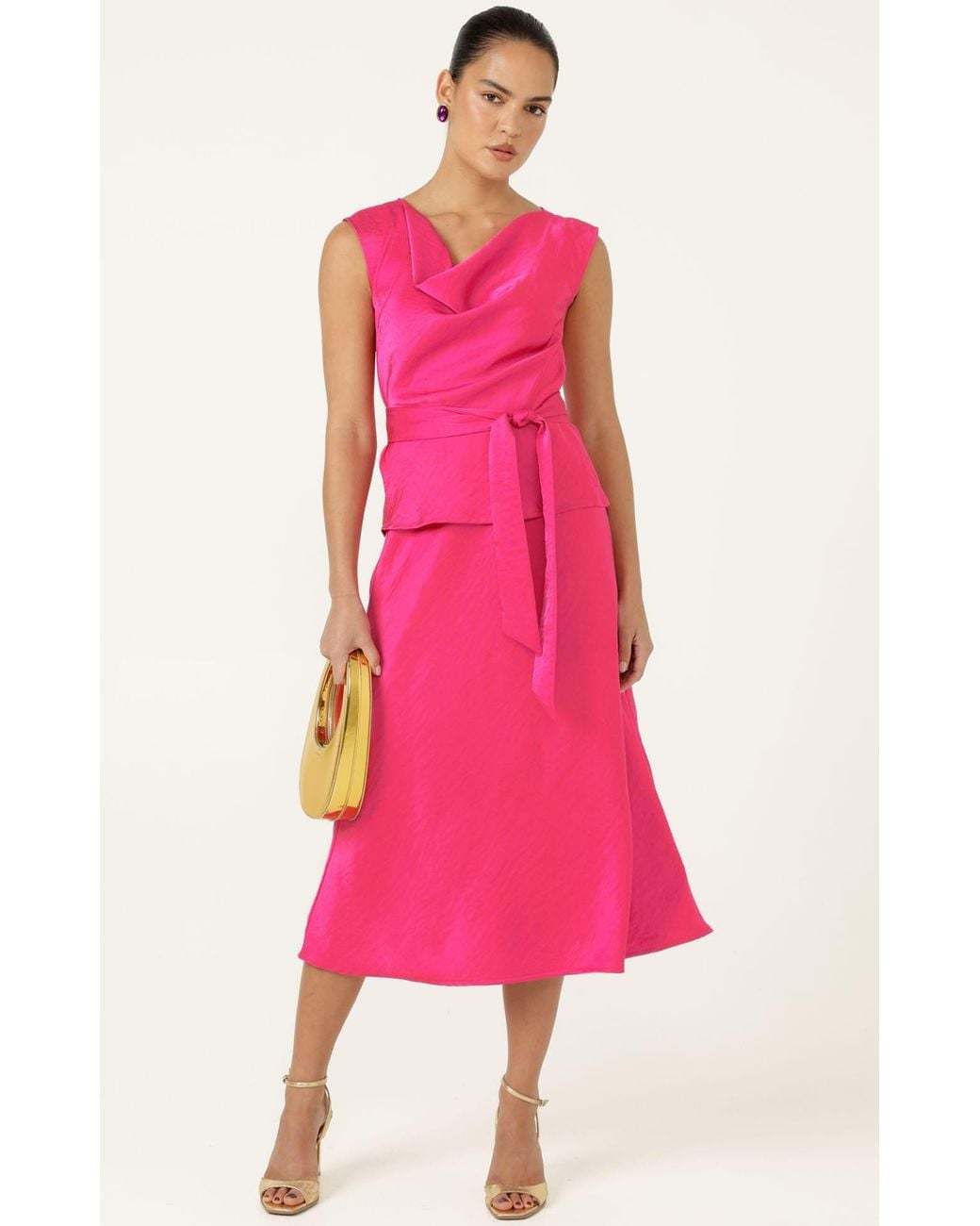 SACHA DRAKE Pink Luxe Bias Midi Skirt