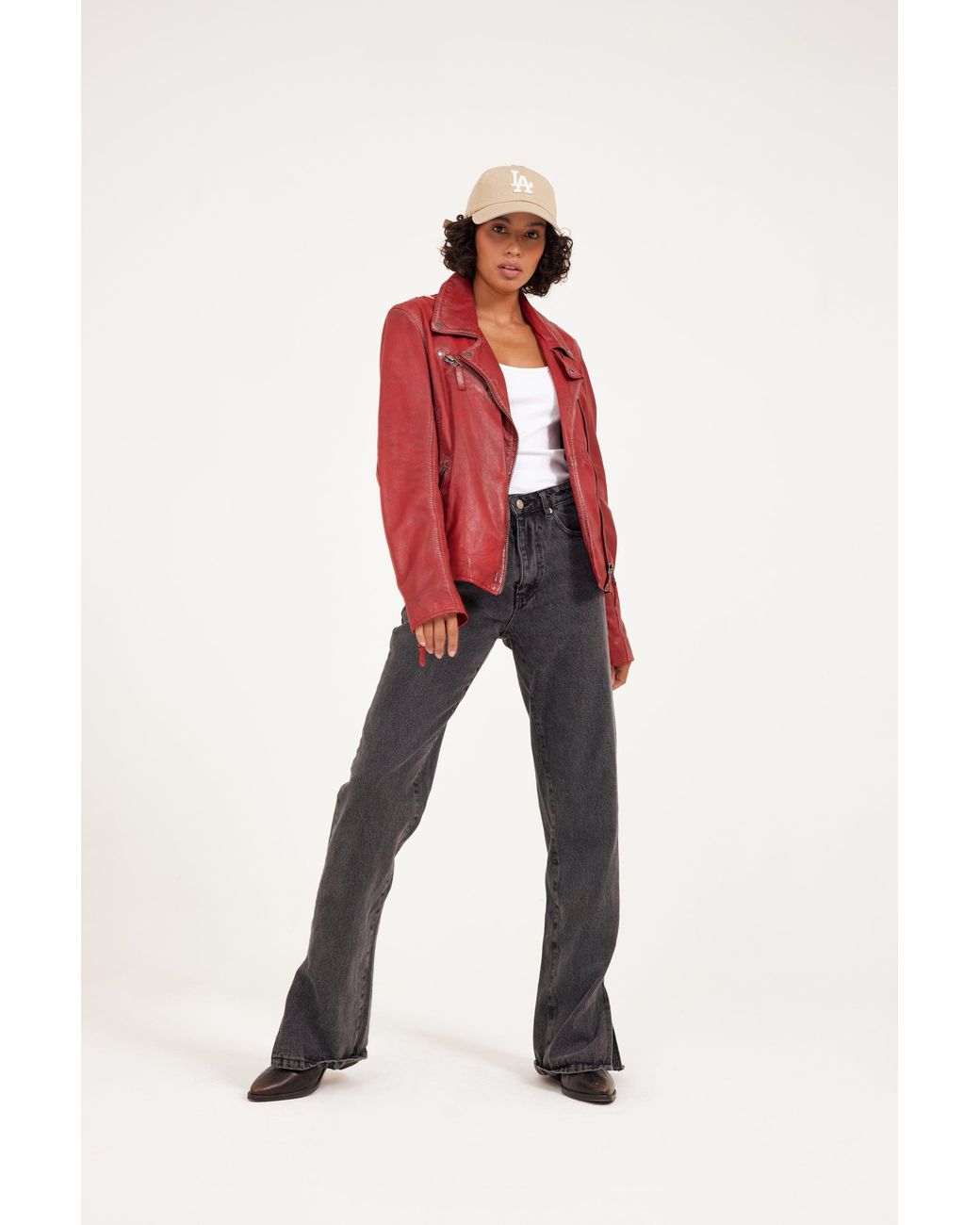 Mauritius Red Star Lambskin Leather Jacket Christy