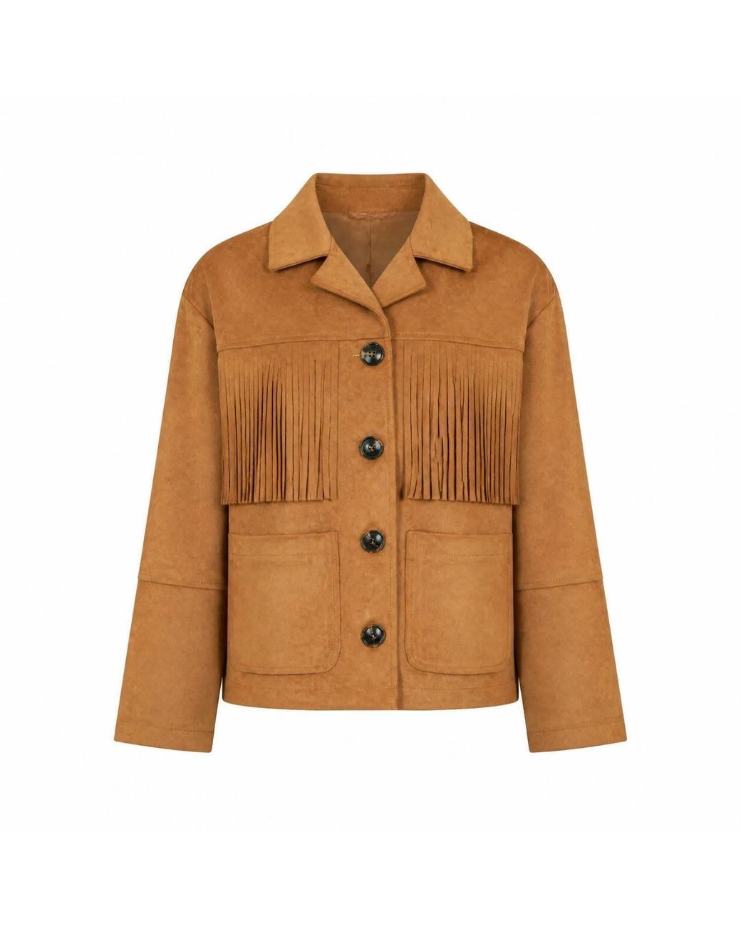 Yumi' Brown Faux Suede Tassel Jacket