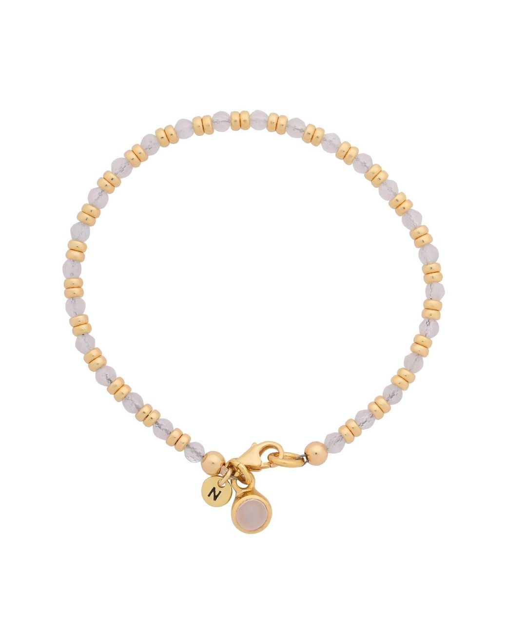 Nellou Jewellery Metallic Neutrals Linear June Birthstone Bracelet Moonstone Plated Sterling