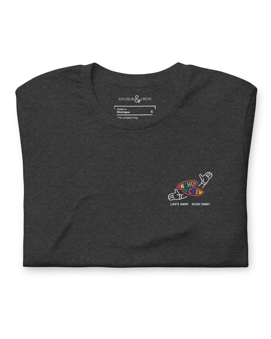 Anchor and Crew Black Heather Enjoy Craft Dial-A-Local Organic Cotton T-Shirt