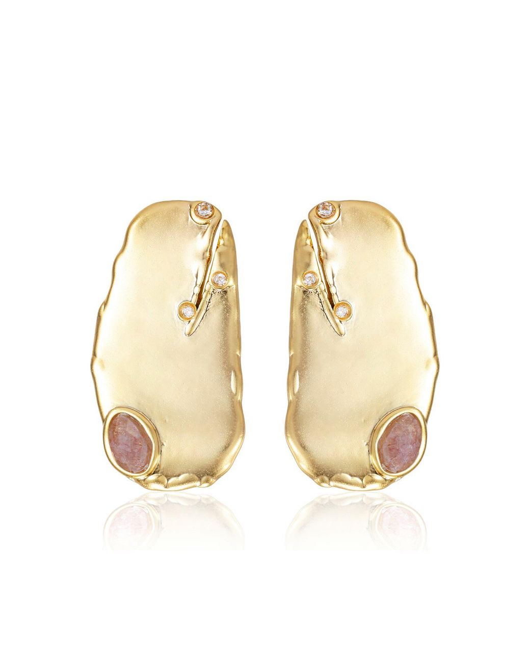 Rare Matters Jewelry Metallic Organic Harmony Strawberry Quartz Earrings