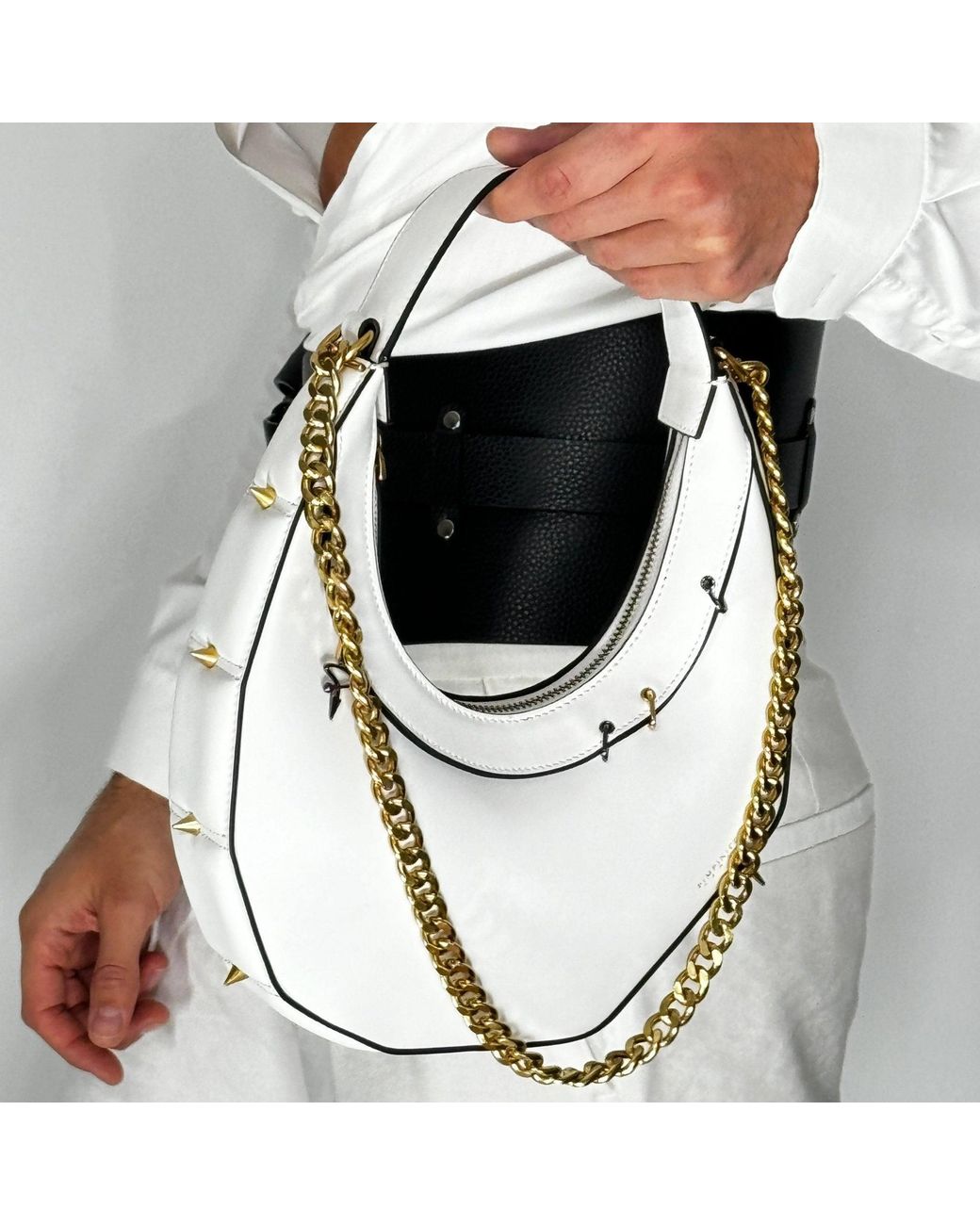 Pimpinicchio New York White Asymmetrical Hobo Bag