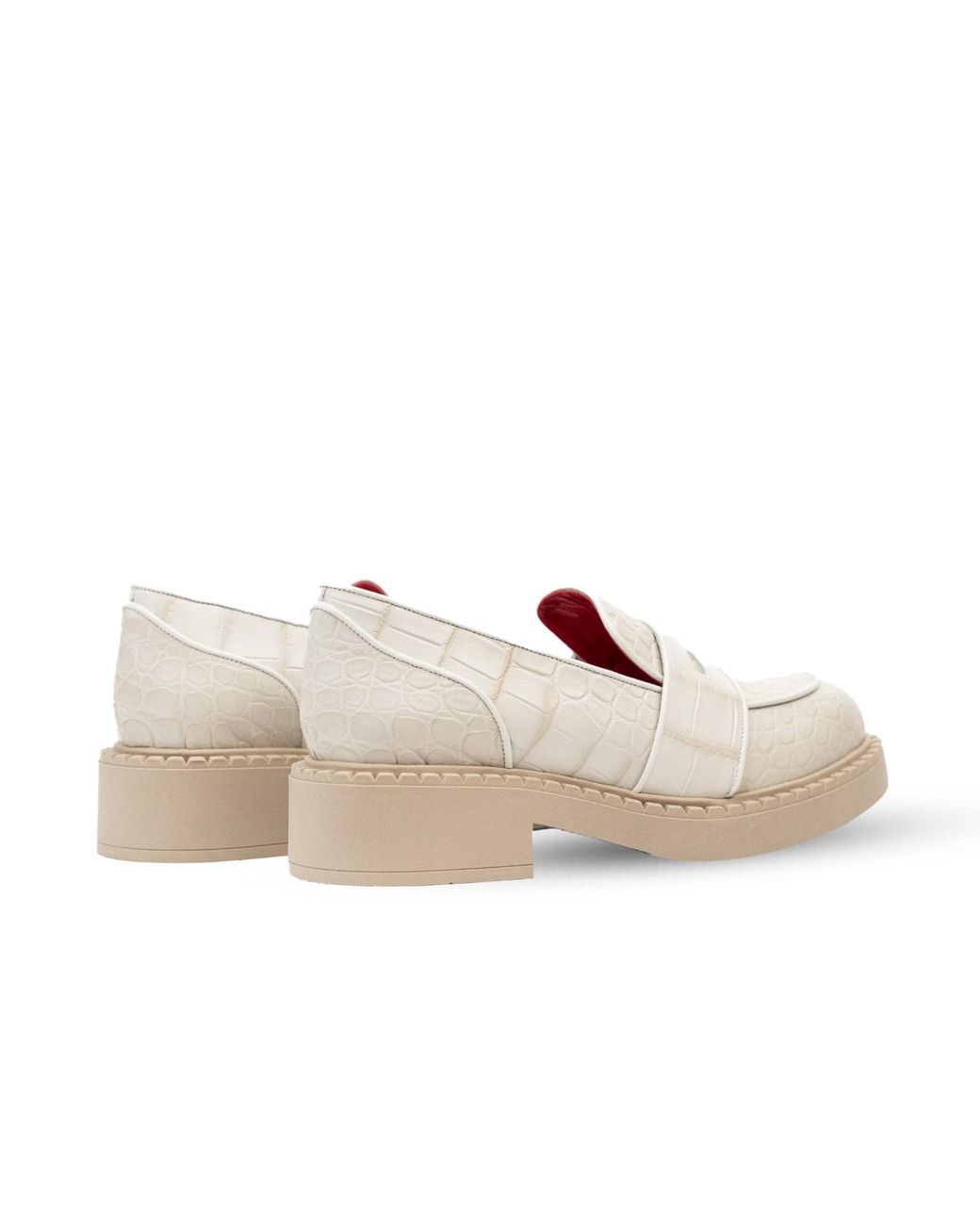Rosamund Muir London Pink Neutrals Stratford Cream Crocodile Print Loafers