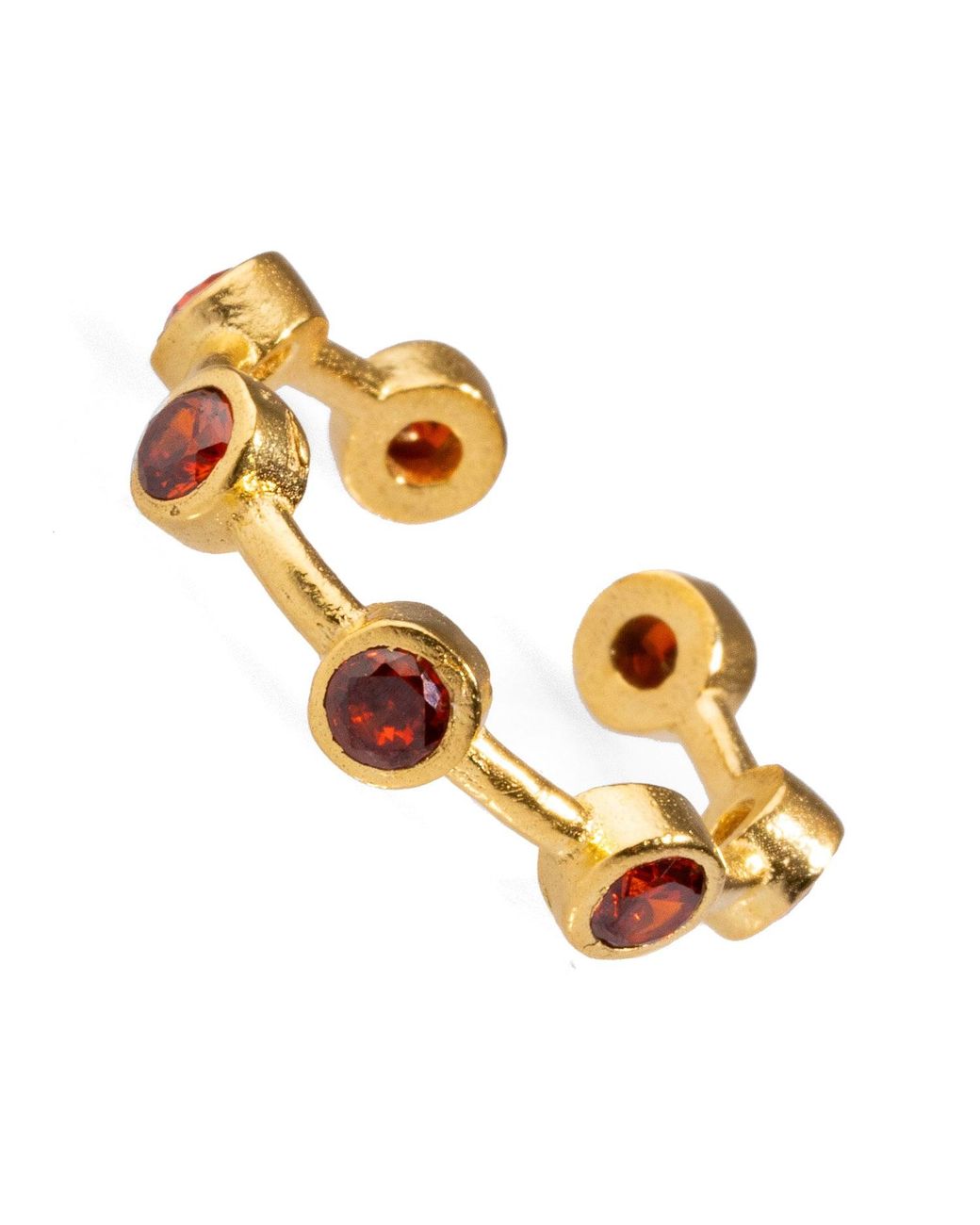 Ebru Jewelry Metallic Minimalist Ruby Stone & Stackable Adjustable Ring
