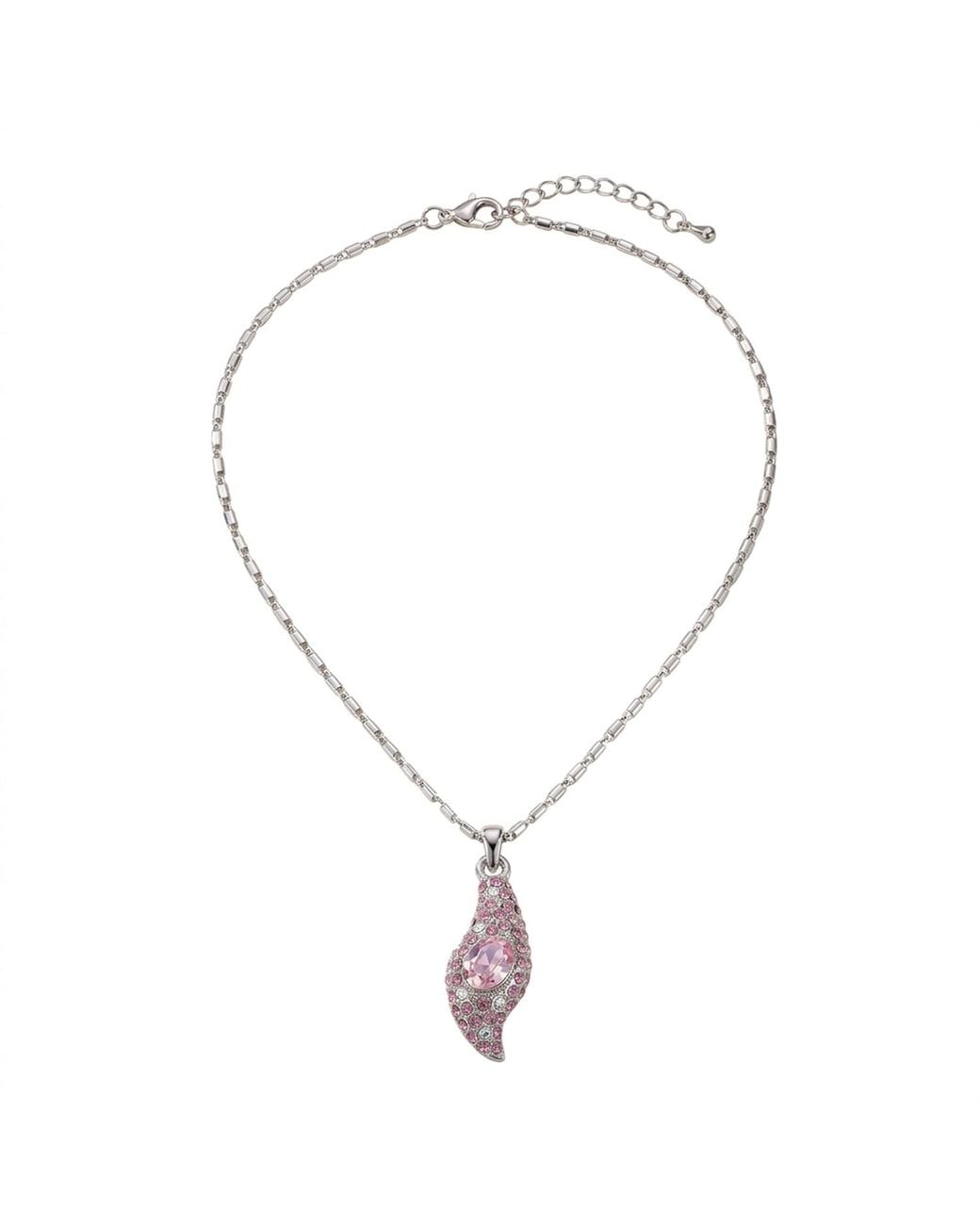 Modenaire Metallic Fuchsia Crystal Floral Pendant Necklace