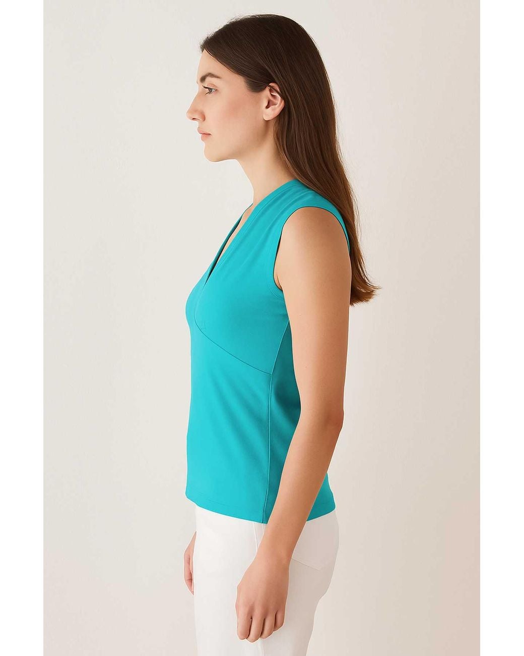 Conquista Blue Sleeveless Cotton Jersey Top