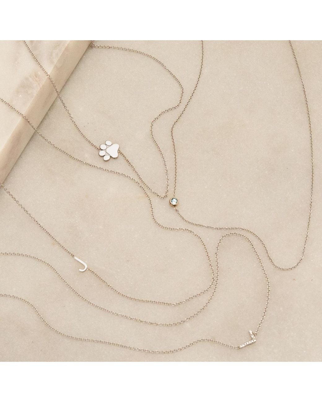 Maya Brenner Metallic 14k Gold Asymmetrical Pavé Diamond Letter Necklace - White Gold - 16" |