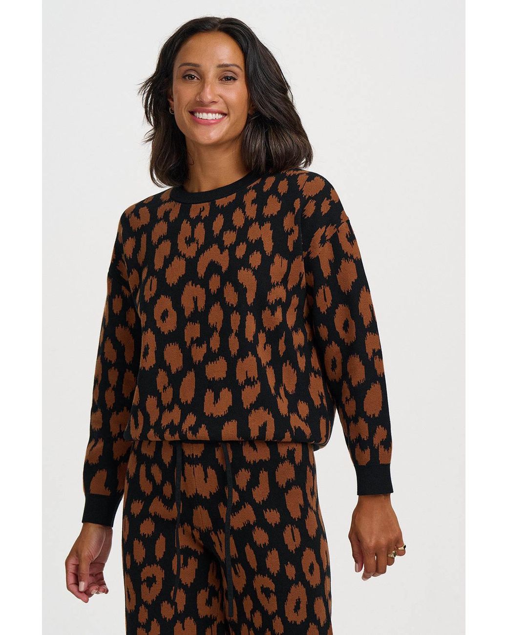Sugarhill Black Myla Sweater Leopard
