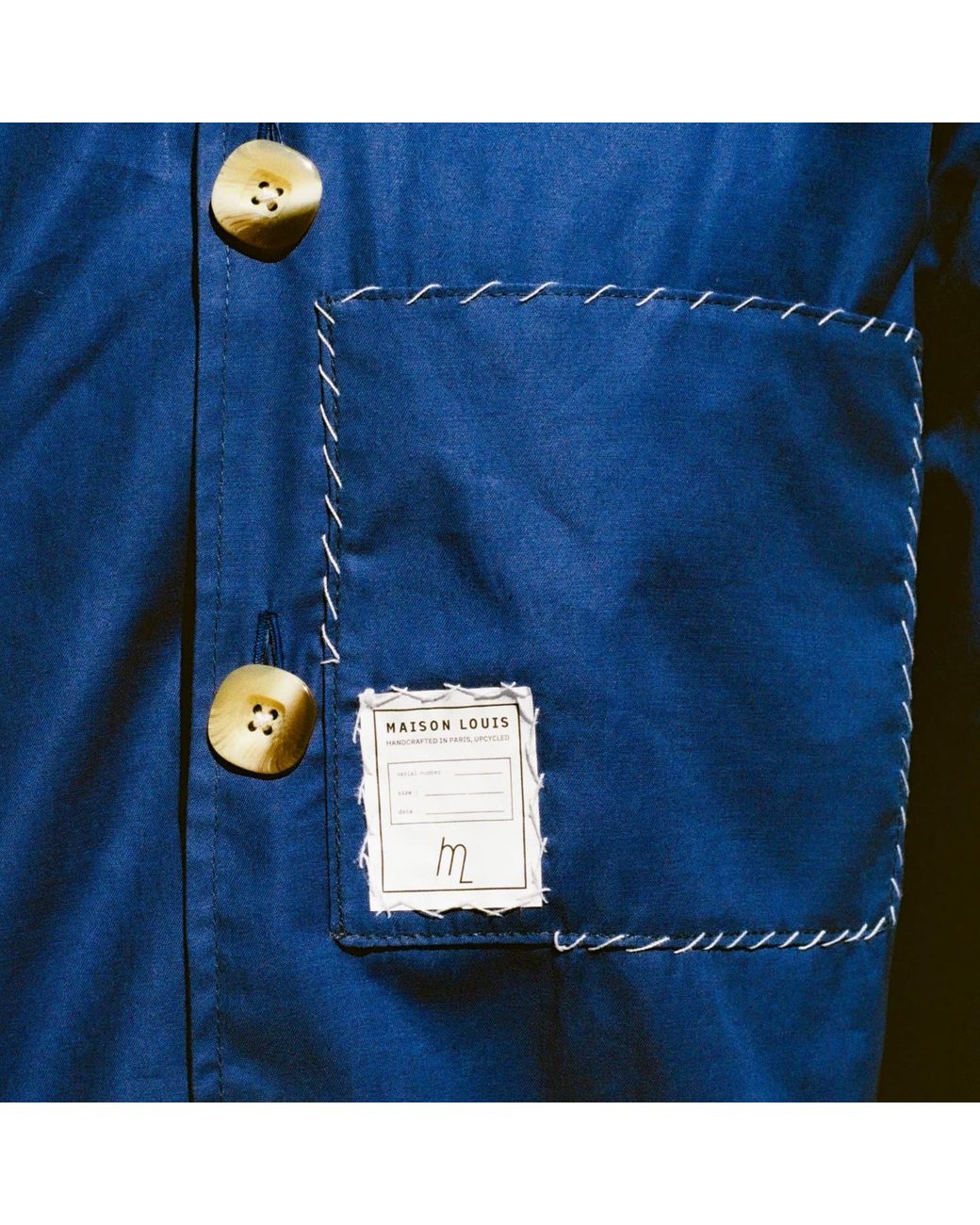 Maison Louis Blue Cotton Handstitched Shirt for men