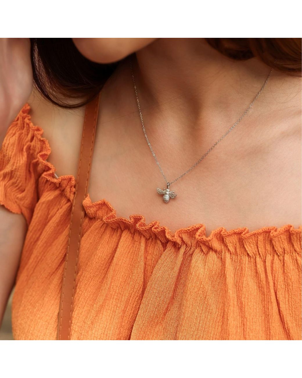 Spero London Metallic Matte Bumble Bee Sterling Necklace