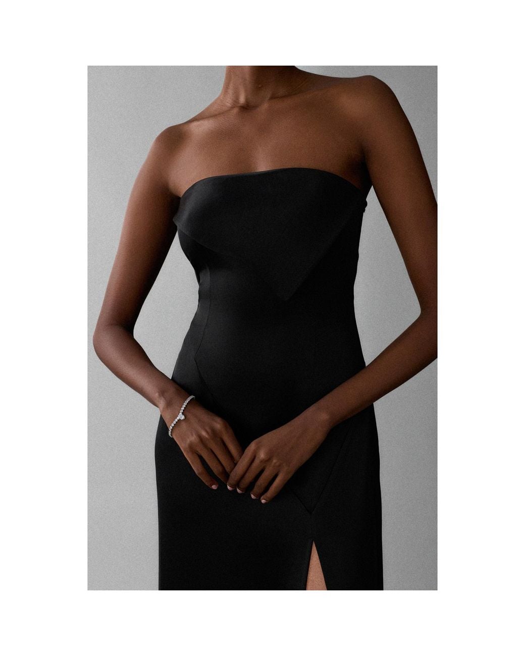 Aisl Black Strapless Fold Bodice Maxi –