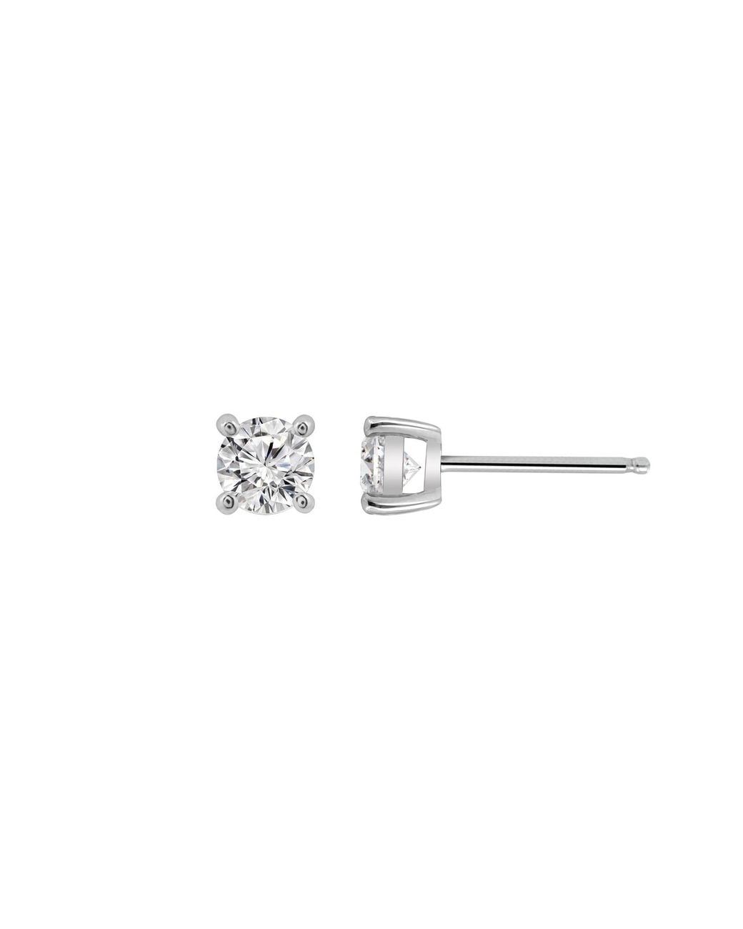 Diamonbliss Metallic Embellished Swarovski Stone Platinum Plated Sterling Solitaire Round Cut Stud Earrings One Carat