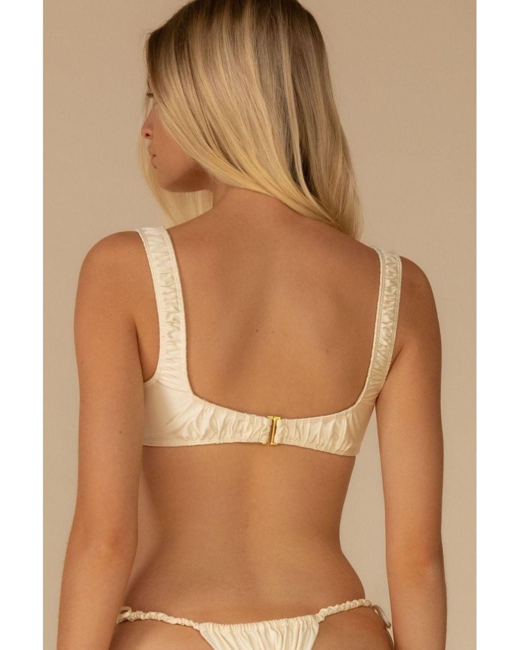 Montce White Neutrals Cream Silkie Zoe Bikini Top
