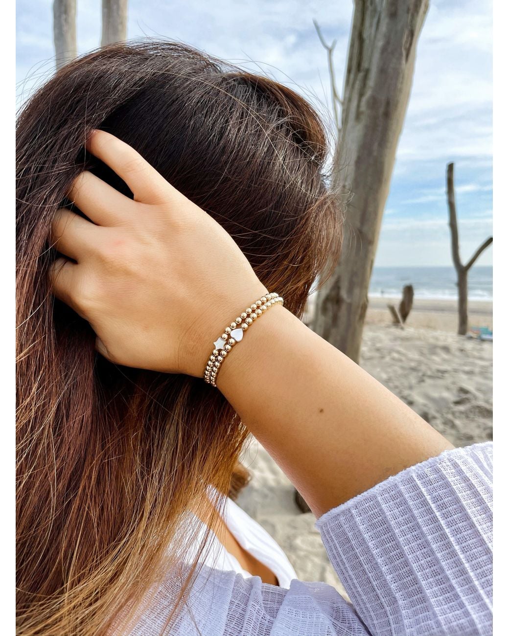 Olivia Le Metallic Star Pearl Bracelet
