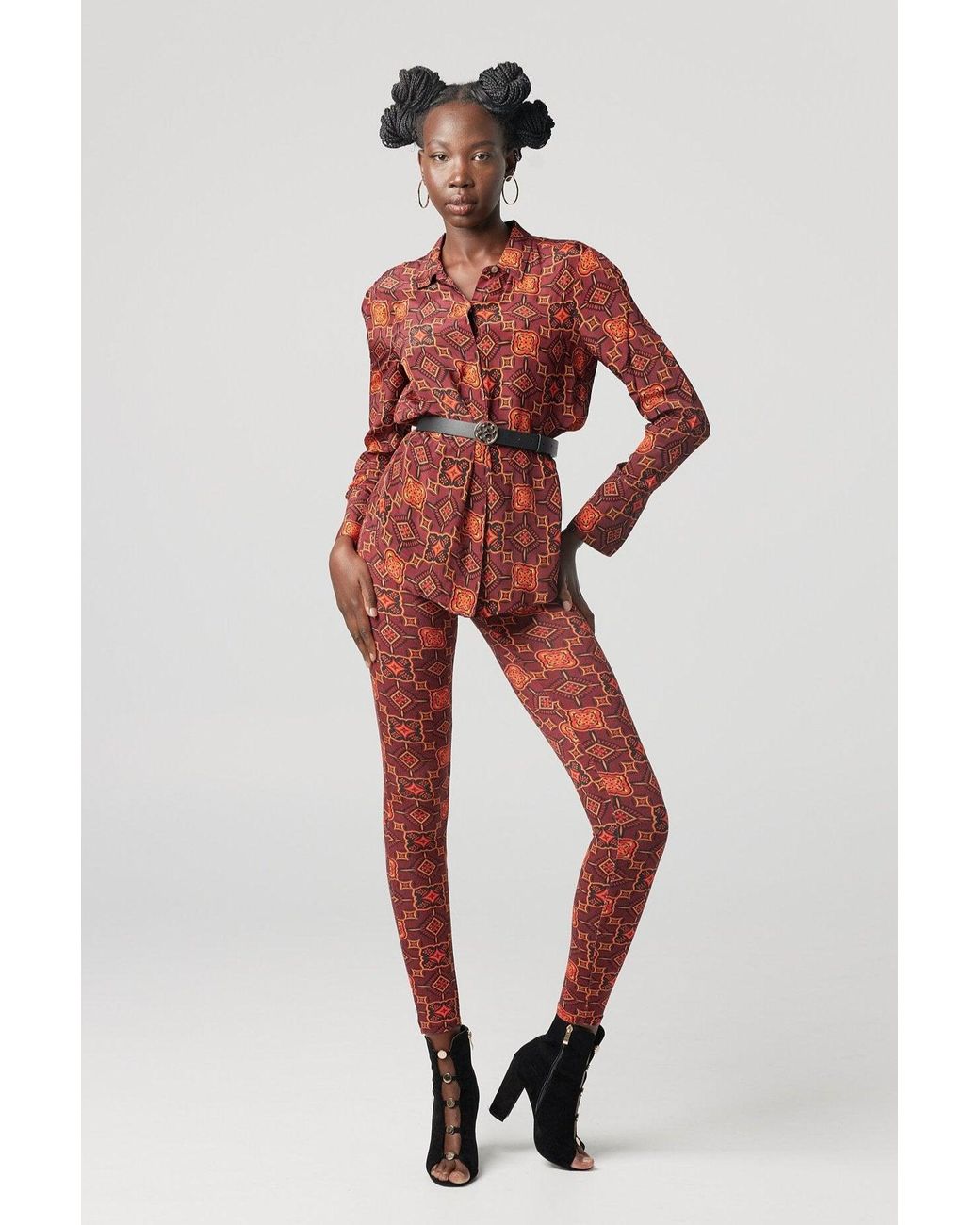 Why Mary Red Casablanca Mosaic Printed Leggings