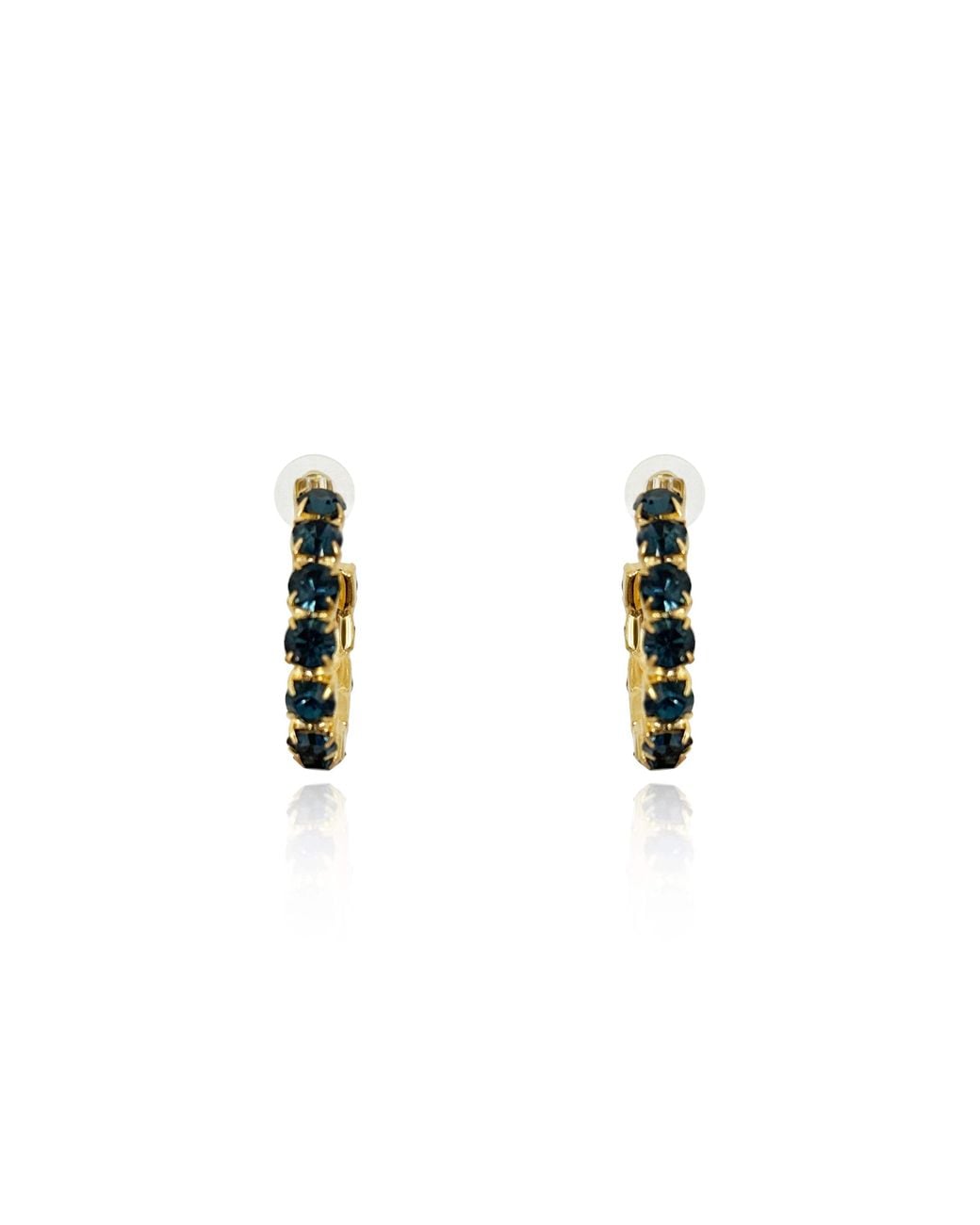 Laura Gray Metallic Dark Crystal Hoop Earrings