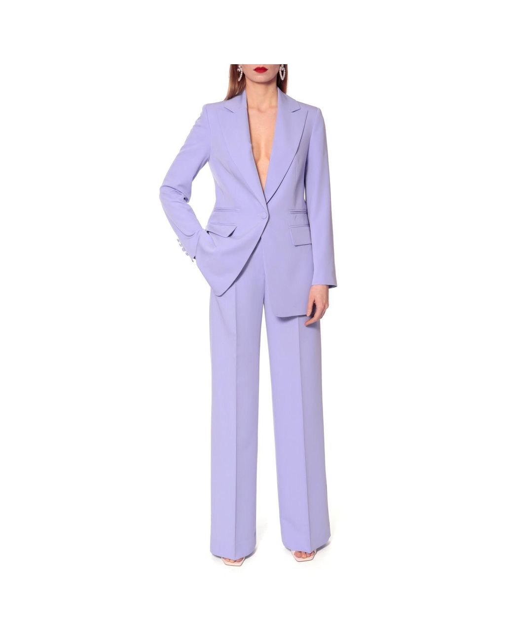 AGGI by HALEWSKI Purple Laura Lavender Single Breasted Midi Blazer