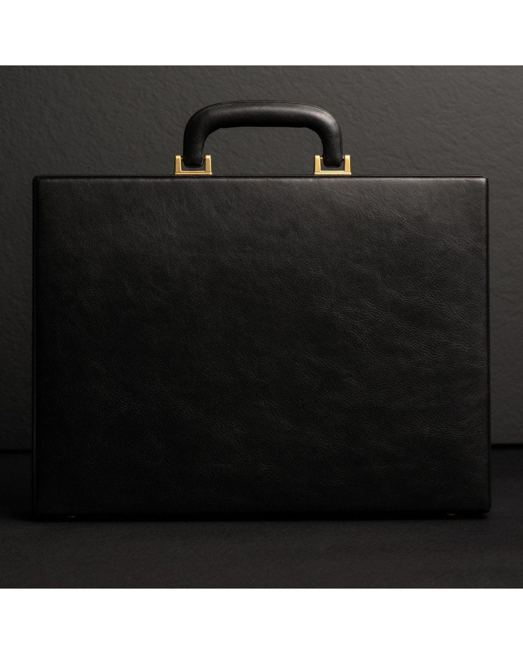 Time Resistance Black Leather Attaché Case Briefcase for men