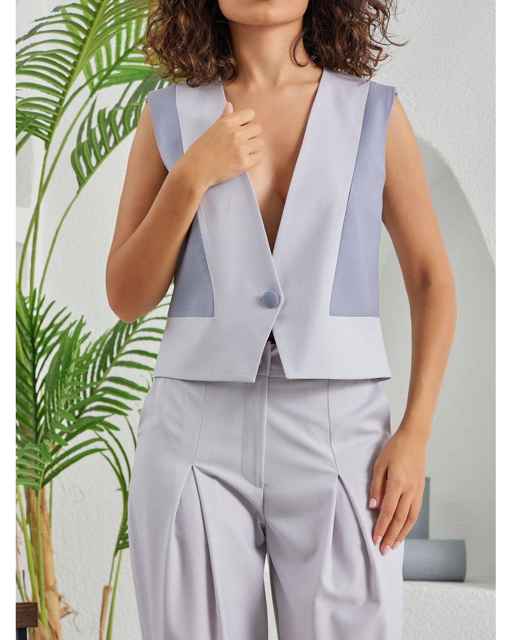 Lumina Eligma Purple V Button Vest