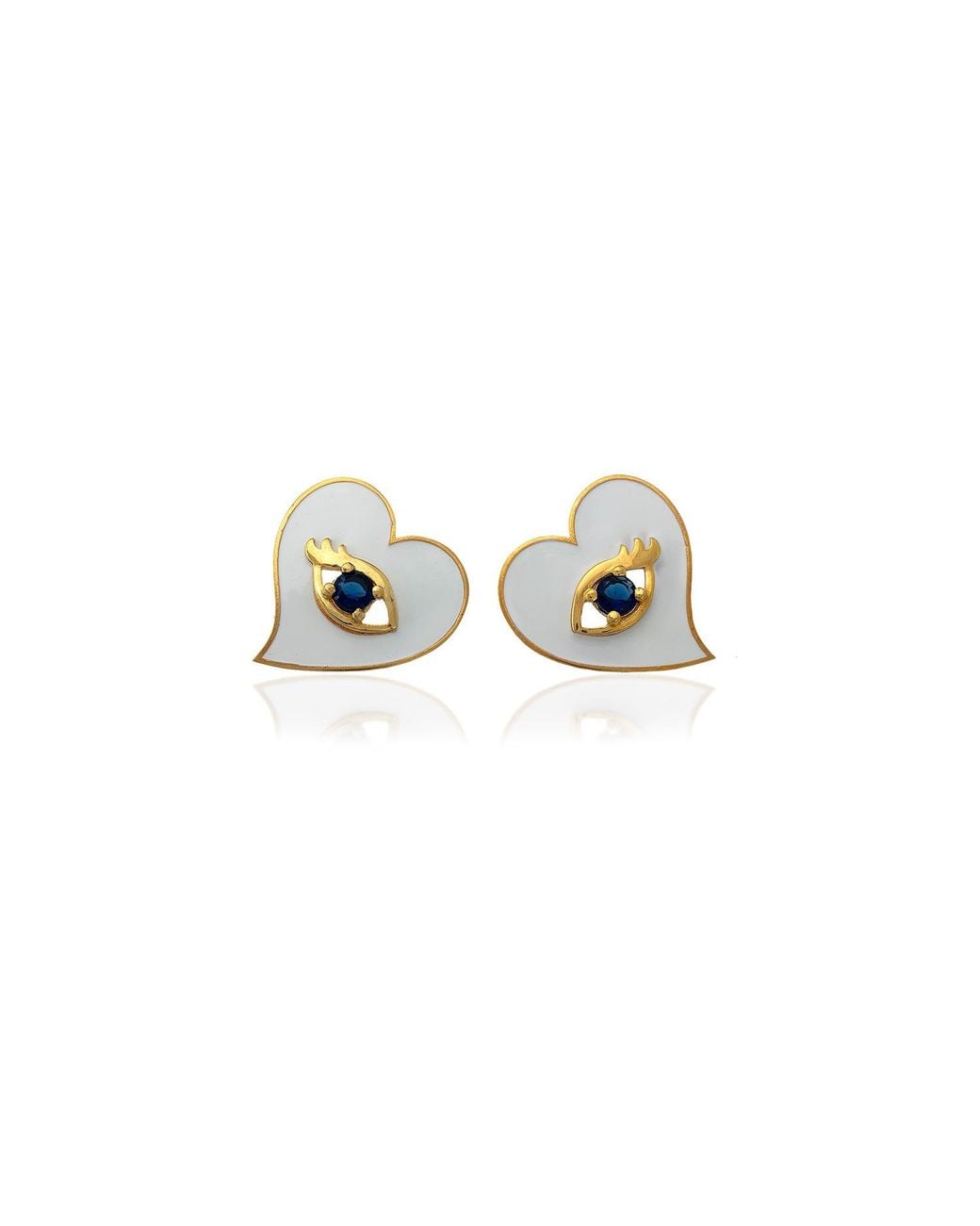 Milou Jewelry White Heart & Evil Eye Earrings