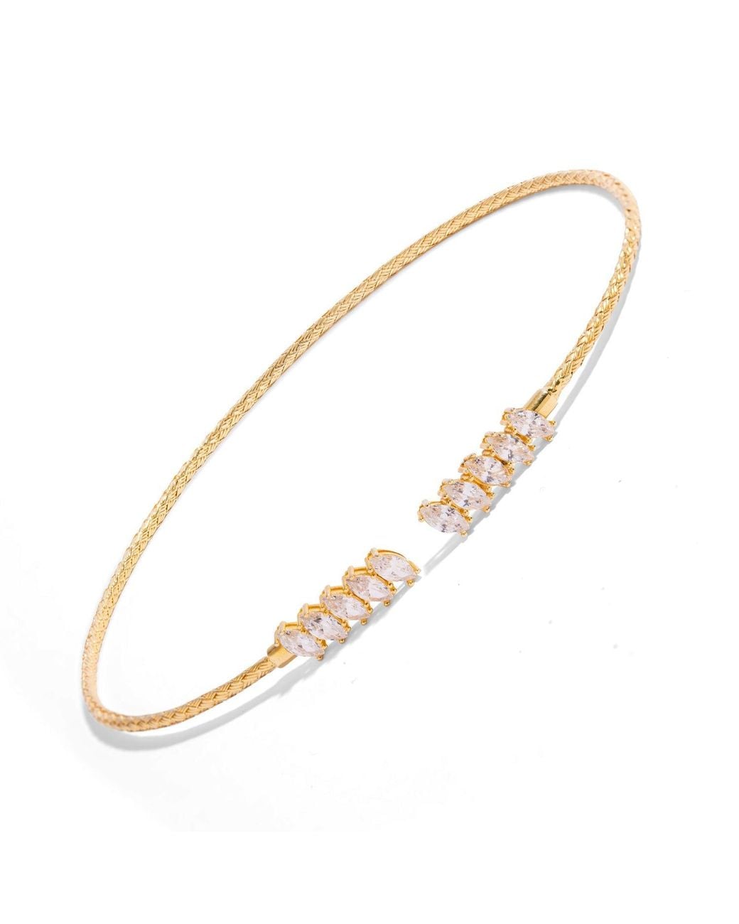 Ebru Jewelry Metallic Marquise Cubic Zirconia Woven Vermeil Choker Necklace